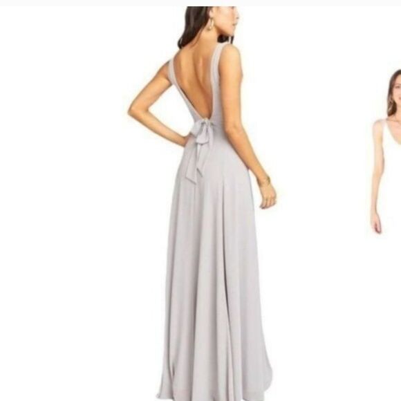 Show Me Your Mumu Jenn Maxi Dress Dove Grey Chiffon New Tags and Sash - Picture 2 of 7